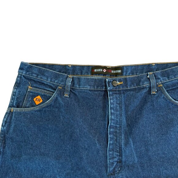 Wrangler FR Men's 42 x 30" Relaxed Fit Denim Blue Fire Resistant Work Jeans - Picture 2 of 5